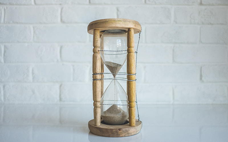 A wooden hour glass